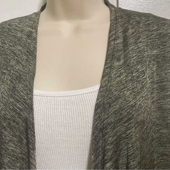 ERIN LONDON Cascading Sleeveless Cardigan Vest Green Space Gray Womens Medium - Picture 7 of 14